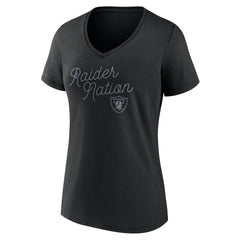 Las Vegas Raiders Fanatics Women's Iconic Script State V-Neck T-Shirt
