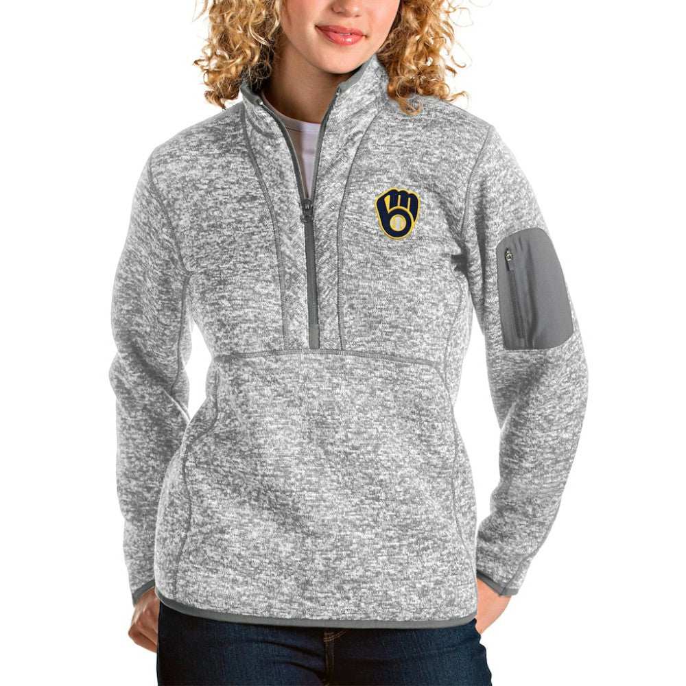 Milwaukee Brewers Antigua Women's Fortune Half-Zip Pullover Jacket | MLB On Sale