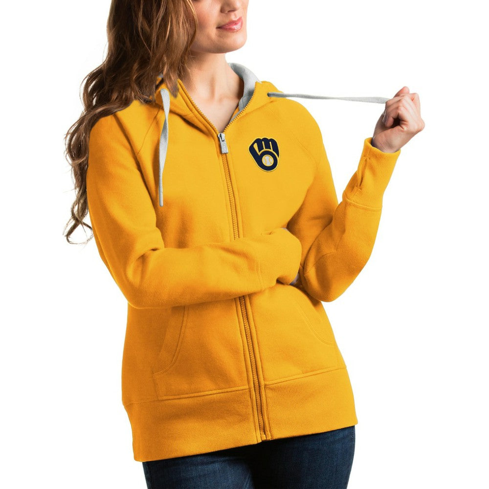 Milwaukee Brewers Antigua Women's Victory Full-Zip Hoodie | MLB Discount