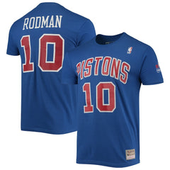 Dennis Rodman Detroit Pistons Hardwood Classics Stitch Name & Number T-Shirt sale Discount