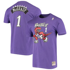 Tracy McGrady Toronto Raptors Hardwood Classics Stitch Name & Number T-Shirt For Sale