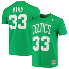 Larry Bird Boston Celtics Hardwood Classics Stitch Name & Number T-Shirt New