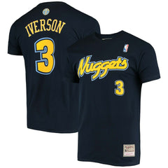 Allen Iverson Denver Nuggets Hardwood Classics Stitch Name & Number T-Shirt sale New
