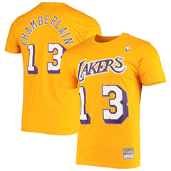 Wilt Chamberlain Los Angeles Lakers Hardwood Classics Stitch Name & Number T-Shirt Outlet
