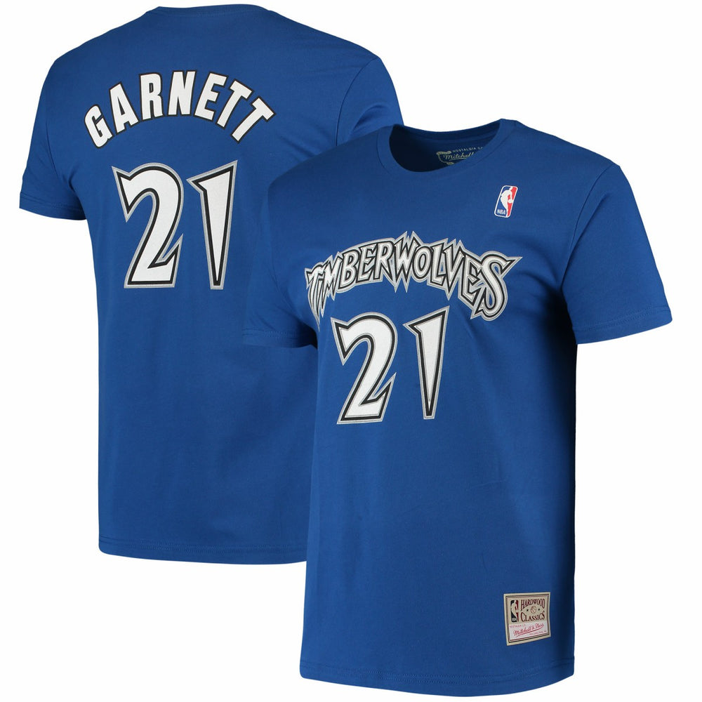 Kevin Garnett Minnesota Timberwolves Hardwood Classics Stitch Name & Number T-Shirt Outlet