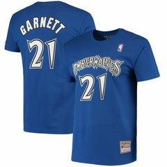 Kevin Garnett Minnesota Timberwolves Hardwood Classics Stitch Name & Number T-Shirt Outlet