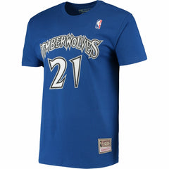 Kevin Garnett Minnesota Timberwolves Hardwood Classics Stitch Name & Number T-Shirt Outlet