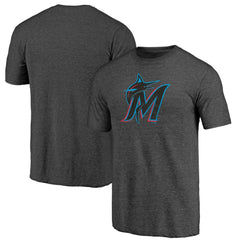 Miami Marlins Weathered Official Logo Tri-Blend T-Shirt | MLB Shop