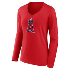Los Angeles Angels Women's Official Logo Long Sleeve V-Neck T-Shirt | MLB Shop