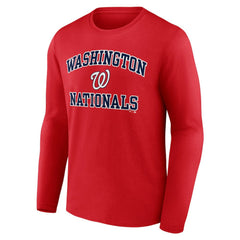 Men's Red Washington Nationals Team Heart & Soul Long Sleeve T-Shirt | MLB Discount