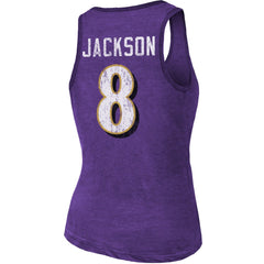 Baltimore Ravens Lamar Jackson Majestic Threads Women's Name & Number Tri-Blend Tank Top