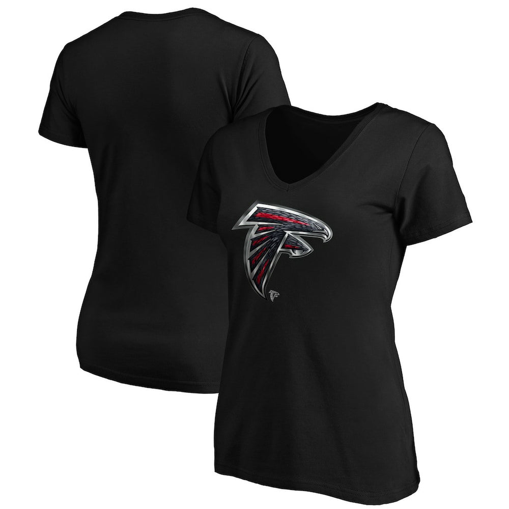 Atlanta Falcons Women's Midnight Mascot Logo V-Neck T-Shirt