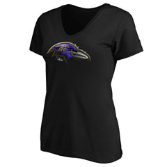Baltimore Ravens Women's Midnight Mascot Logo V-Neck T-Shirt