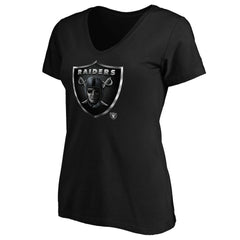 Las Vegas Raiders Women's Midnight Mascot Logo V-Neck T-Shirt