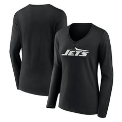 New York Jets Women's Primary Team Logo Long Sleeve V-Neck T-Shirt