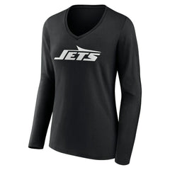 New York Jets Women's Primary Team Logo Long Sleeve V-Neck T-Shirt