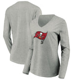 Tampa Bay Buccaneers Women's Primary Logo Long Sleeve V-Neck T-Shirt