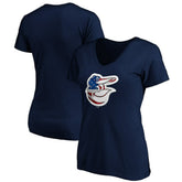 Baltimore Orioles Logo Women's Banner Wave V-Neck T-Shirt | MLB Shop
