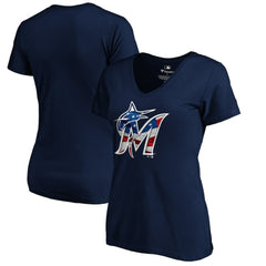 Miami Marlins Logo Women's Banner Wave V-Neck T-Shirt | MLB Online