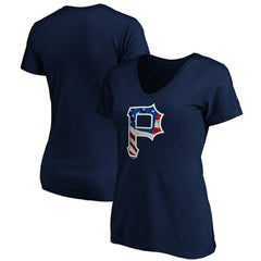 Pittsburgh Pirates Logo Women's Banner Wave V-Neck T-Shirt | MLB Outlet
