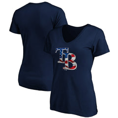 Tampa Bay Rays Logo Women's Banner Wave V-Neck T-Shirt | MLB US