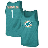Miami Dolphins Tua Tagovailoa Majestic Threads Name & Number Tri-Blend Tank Top