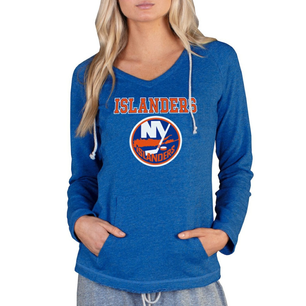 New York Islanders Concepts Sport Women's Mainstream Terry Tri-Blend Long Sleeve Hooded Top Online