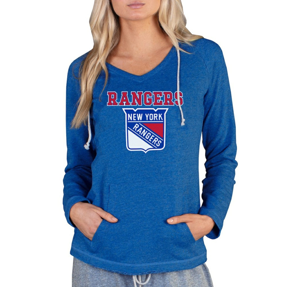 New York Rangers Concepts Sport Women's Mainstream Terry Tri-Blend Long Sleeve Hooded Top Online