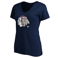 Chicago Blackhawks Women's Banner Wave Logo V-Neck T-Shirt T-Shirt Discount