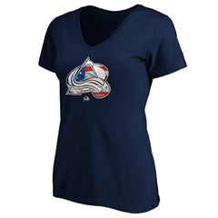 Colorado Avalanche Women's Banner Wave Logo V-Neck T-Shirt T-Shirt On Sale