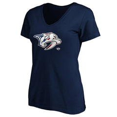 Nashville Predators Women's Banner Wave Logo V-Neck T-Shirt T-Shirt On Sale