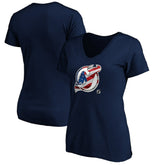 New Jersey Devils Women's Banner Wave Logo V-Neck T-Shirt T-Shirt On Sale
