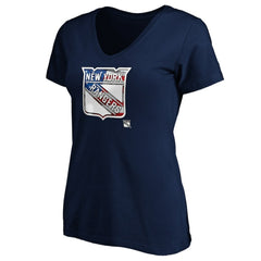 New York Rangers Women's Banner Wave Logo V-Neck T-Shirt T-Shirt For Sale