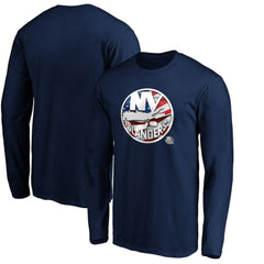 New York Islanders Banner Wave Logo Long Sleeve T-Shirt On Sale