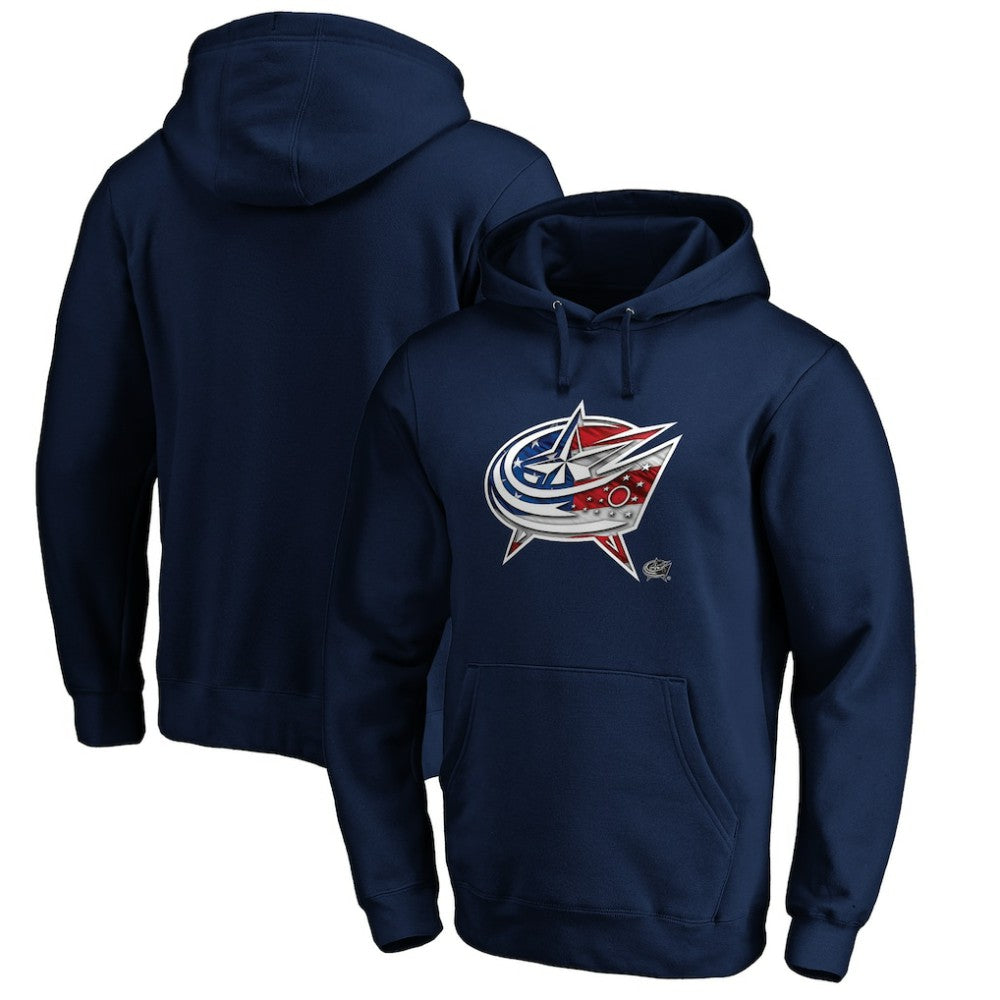 Columbus Blue Jackets Banner Wave Logo Pullover Hoodie Discount