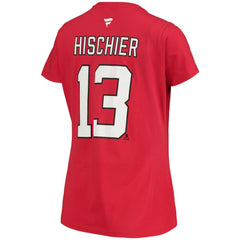 Nico Hischier New Jersey Devils Fanatics Women's Name & Number Logo V-Neck T-Shirt Online