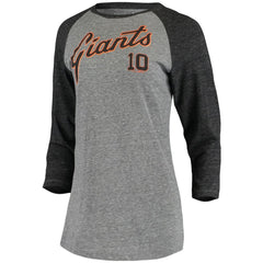 Evan Longoria San Francisco Giants 5th & Ocean by New Era Women's Script Name & Number Raglan Tri-Blend 3/4-Sleeve T-Shirt | MLB On Sale