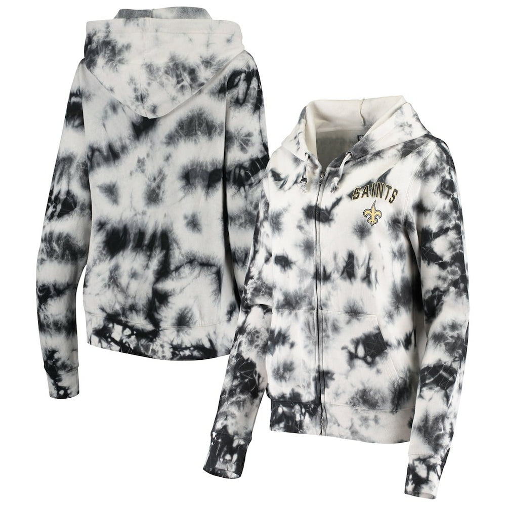 New Orleans Saints New Era Women's Tie Dye Fleece Full-Zip Hoodie