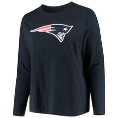New England Patriots Fanatics Women's Plus Size Primary Logo Long Sleeve Scoop Neck T-Shirt