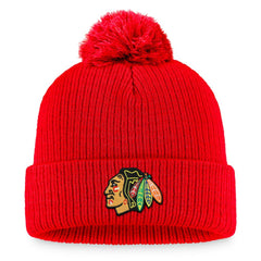 Chicago Blackhawks Fanatics Primary Logo Cuffed Knit Hat with Pom Outlet