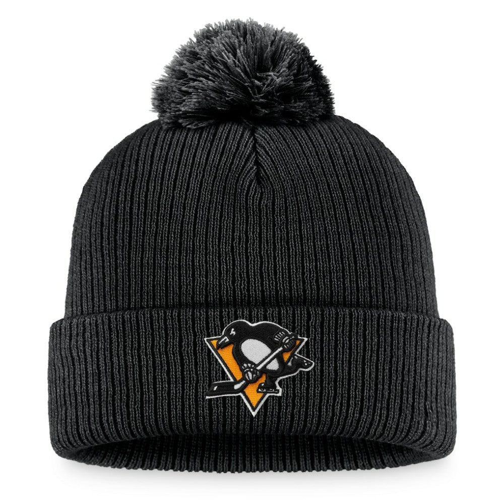 Pittsburgh Penguins Fanatics Primary Logo Cuffed Knit Hat with Pom On Sale