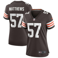 Cleveland Browns Nike Clay Matthews Women's Game Retired Player Jersey