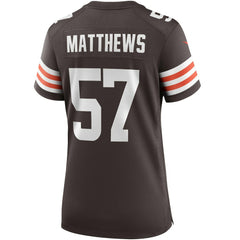 Cleveland Browns Nike Clay Matthews Women's Game Retired Player Jersey