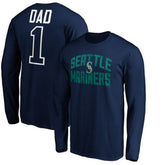 Seattle Mariners Father's Day #1 Dad Long Sleeve T-Shirt | MLB New