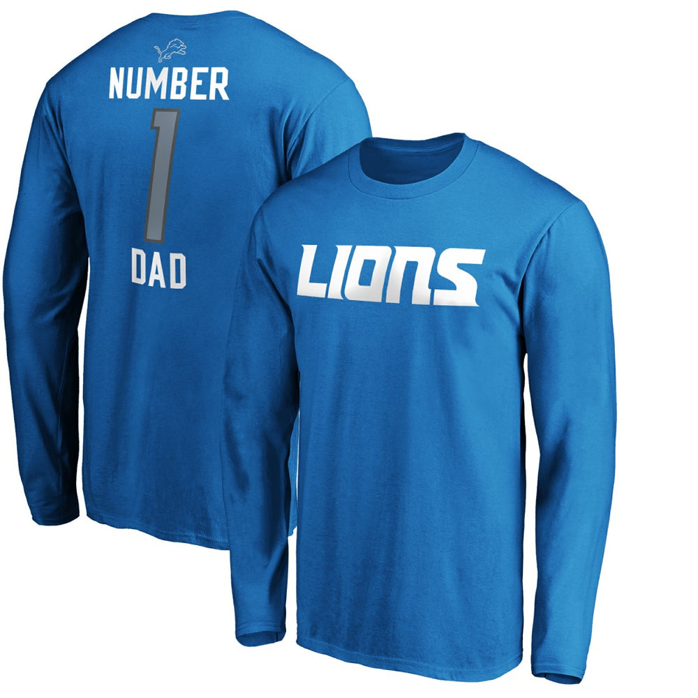 Detroit Lions #1 Dad Long Sleeve Team Logo T-Shirt