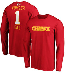 Kansas City Chiefs #1 Dad Long Sleeve Team Logo T-Shirt