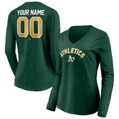 Athletics Women's Personalized Winning Streak Name & Number Long Sleeve V-Neck T-Shirt | MLB New