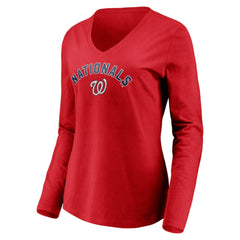Washington Nationals Women's Personalized Winning Streak Name & Number Long Sleeve V-Neck T-Shirt | MLB Online