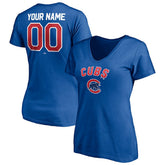 Chicago Cubs Women's Personalized Winning Streak Name & Number V-Neck T-Shirt | MLB Outlet