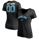 Miami Marlins Women's Personalized Winning Streak Name & Number V-Neck T-Shirt | MLB Outlet